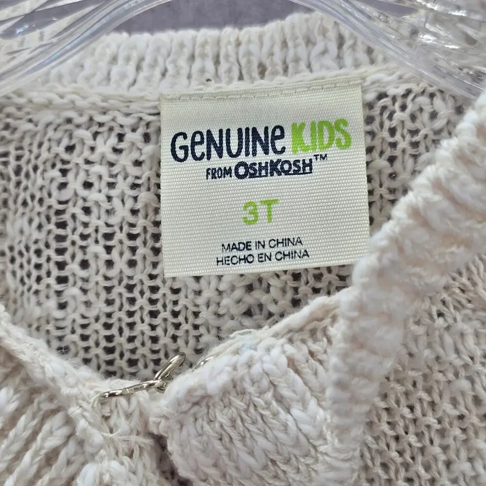 Oshkosh B'Gosh Vintage Knit White Ruffle Poncho Cape Sweater Girls Toddle‎ 3T